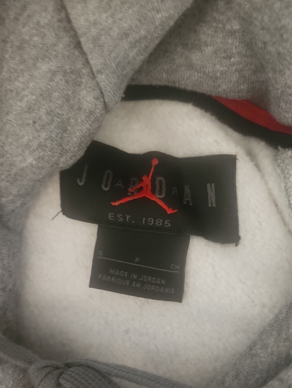 Jordan Grey Hoodie with Red Jumpman Tag